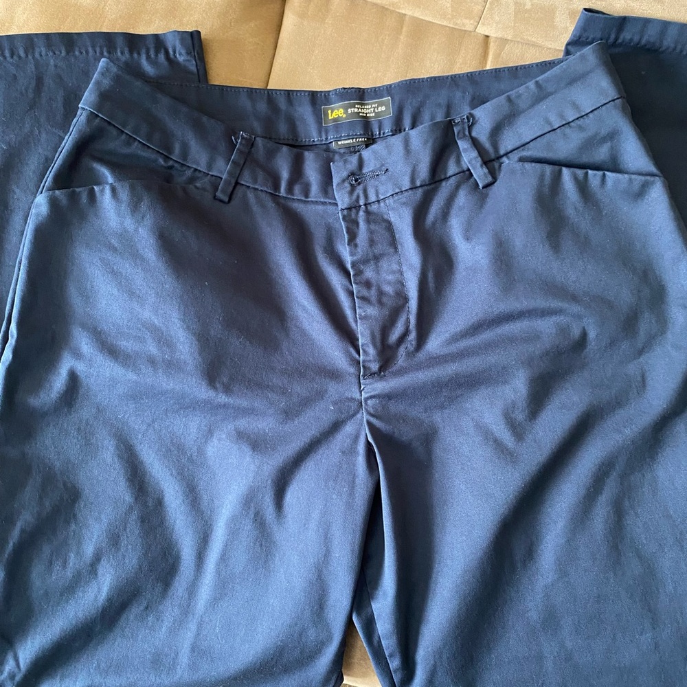Lee straight leg women’s pants, navy blu, 12 short